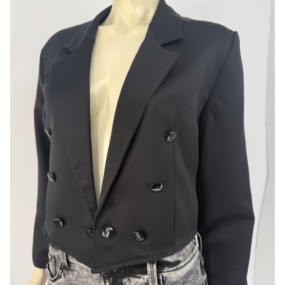 Vintage Ellen-D USA Cropped Tailored Blazer Decorative Chain Closure ILGWU M